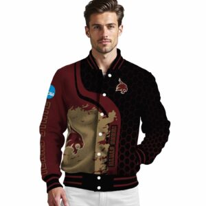 texas state bobcats hexagonal pattern maroon black jacket high quality