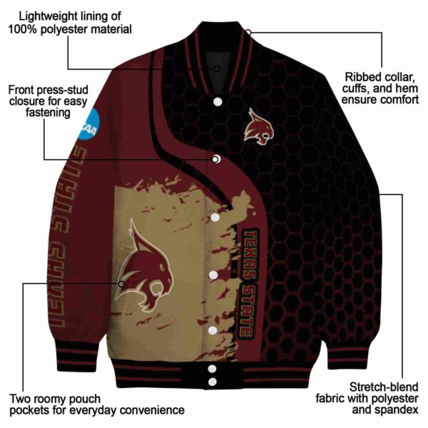 texas state bobcats hexagonal pattern maroon black jacket new arrival
