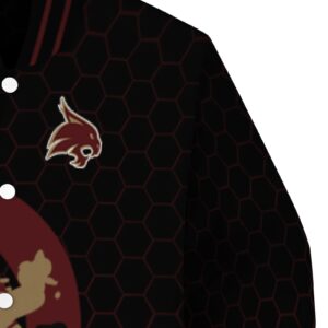 texas state bobcats hexagonal pattern maroon black jacket premium grade