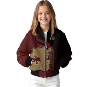 texas state bobcats hexagonal pattern maroon black jacket top rated
