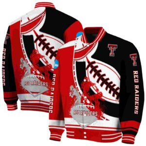 texas tech red raiders baseball stitching black white jacket fashion forward