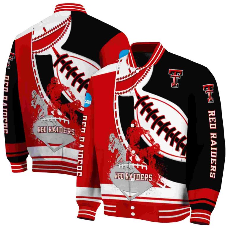 texas tech red raiders baseball stitching black white jacket fashion forward