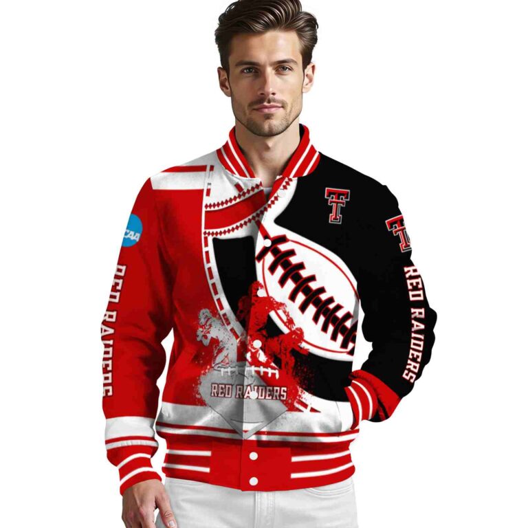 texas tech red raiders baseball stitching black white jacket high quality