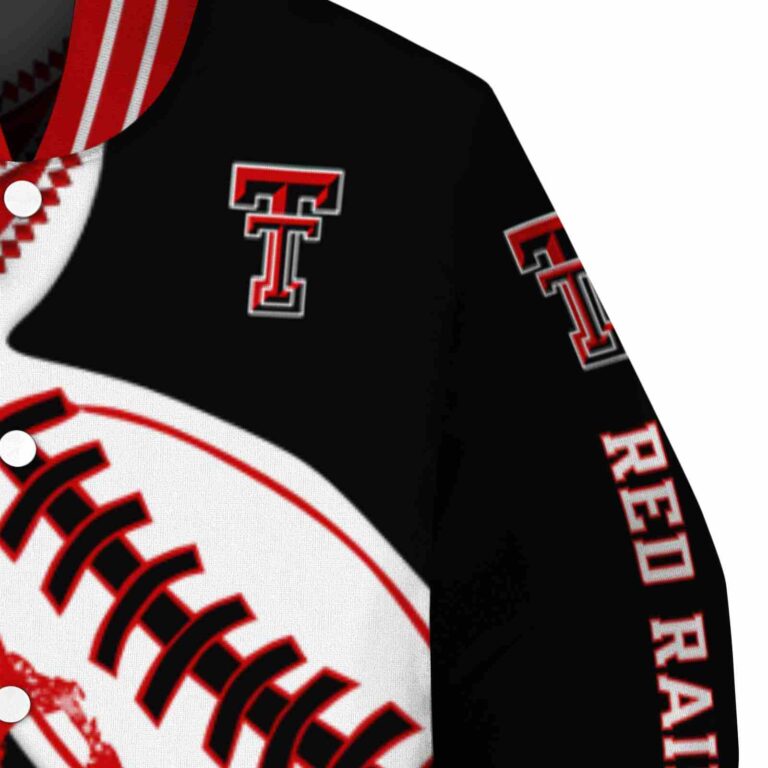 texas tech red raiders baseball stitching black white jacket premium grade