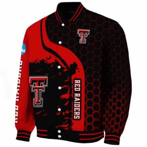 texas tech red raiders hexagonal pattern red black jacket best selling