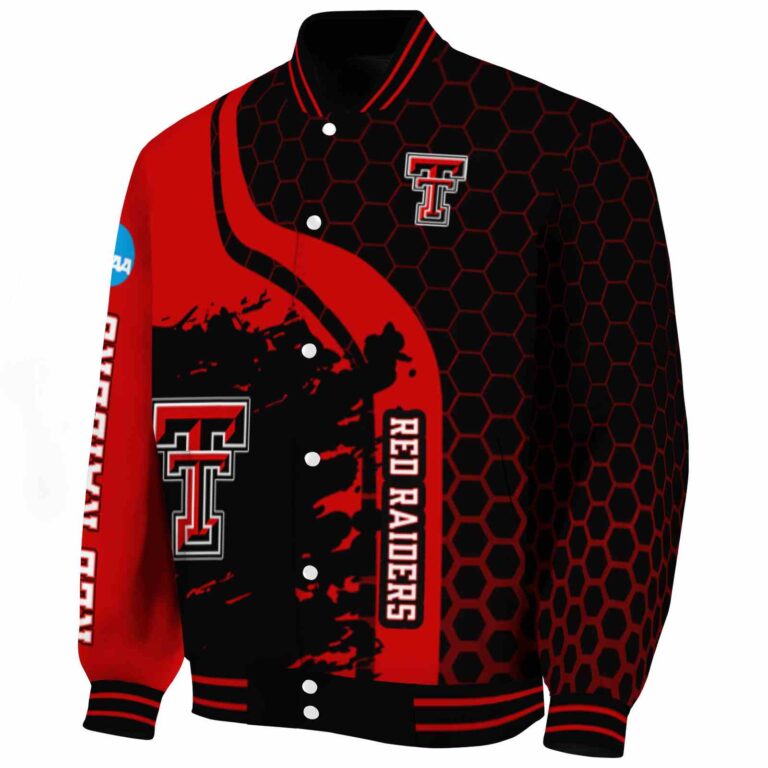 texas tech red raiders hexagonal pattern red black jacket best selling