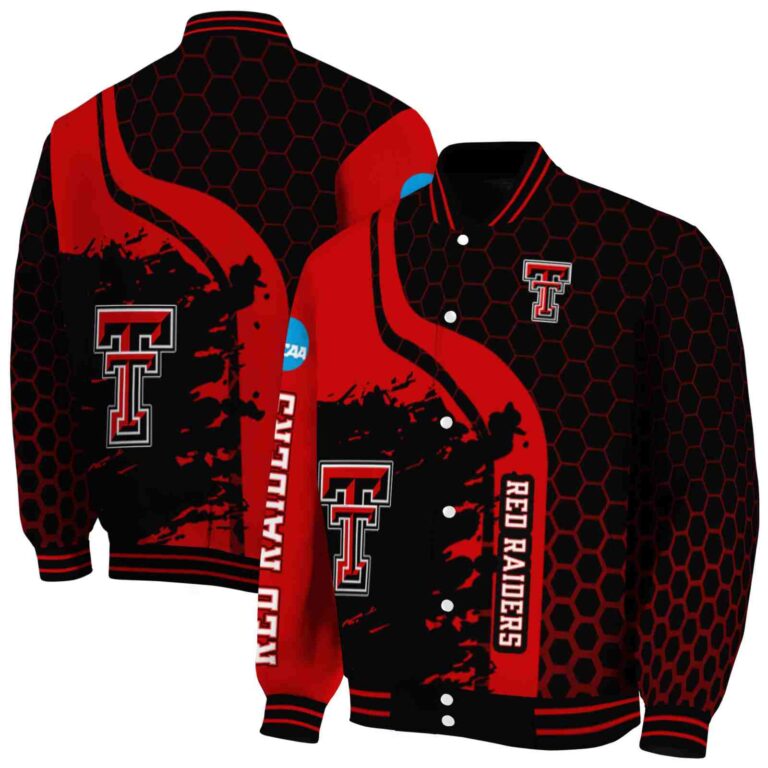 texas tech red raiders hexagonal pattern red black jacket fashion forward