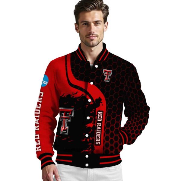 texas tech red raiders hexagonal pattern red black jacket high quality