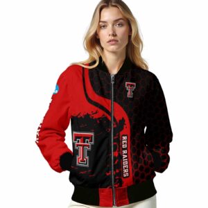 texas tech red raiders hexagonal pattern red black jacket latest model