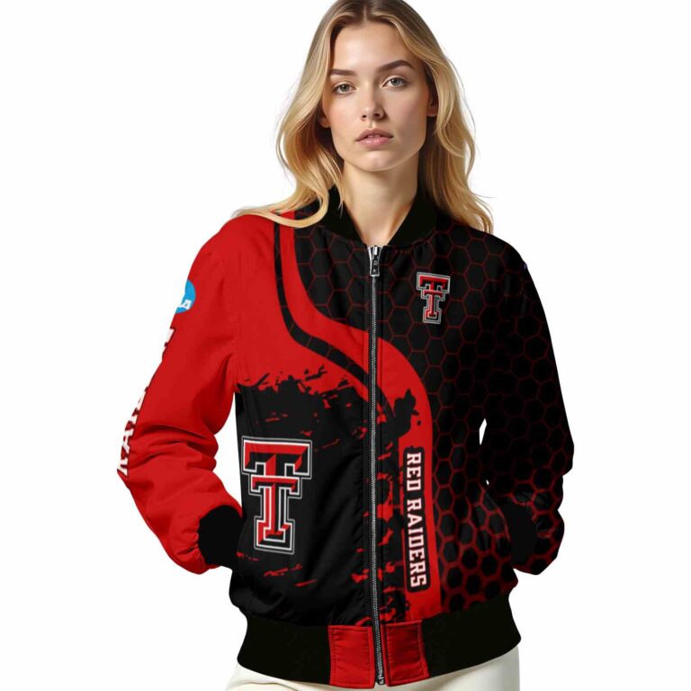 texas tech red raiders hexagonal pattern red black jacket latest model