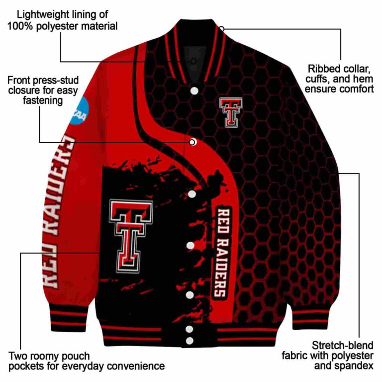 texas tech red raiders hexagonal pattern red black jacket new arrival