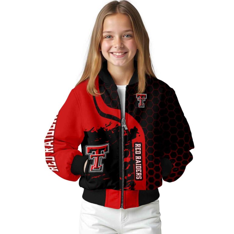 texas tech red raiders hexagonal pattern red black jacket top rated