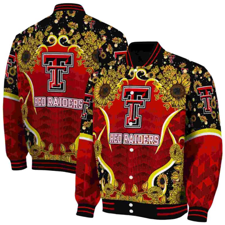 texas tech red raiders sunflower bloom red yellow jacket fashion forward