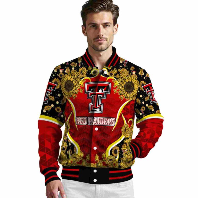 texas tech red raiders sunflower bloom red yellow jacket high quality