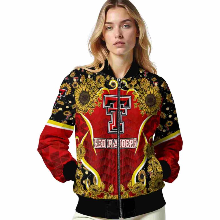 texas tech red raiders sunflower bloom red yellow jacket latest model