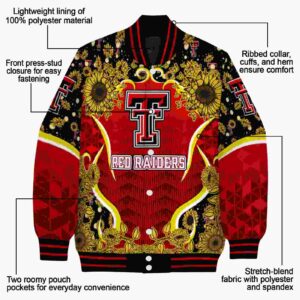 texas tech red raiders sunflower bloom red yellow jacket new arrival