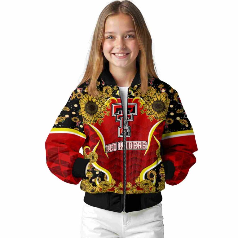 texas tech red raiders sunflower bloom red yellow jacket top rated