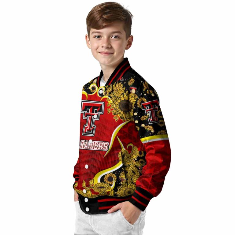 texas tech red raiders sunflower bloom red yellow jacket trendy