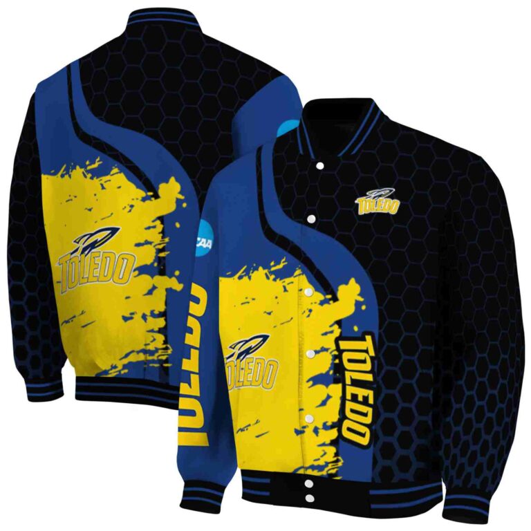 toledo rockets hexagonal pattern blue black jacket fashion forward