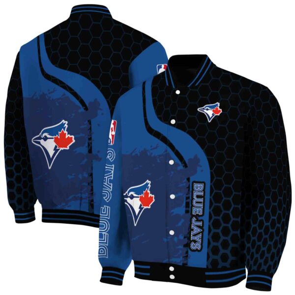 toronto blue jays hexagonal pattern blue black jacket fashion forward