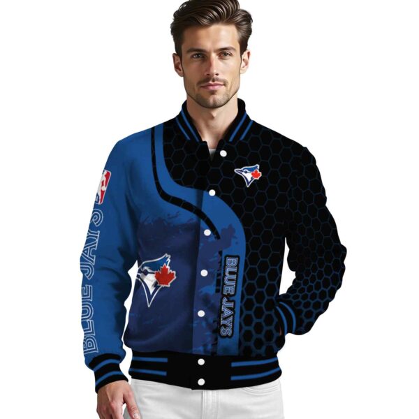 toronto blue jays hexagonal pattern blue black jacket high quality