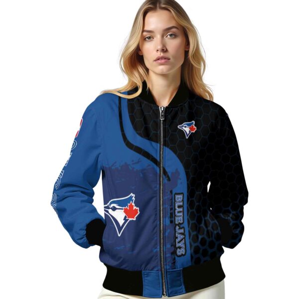 toronto blue jays hexagonal pattern blue black jacket latest model