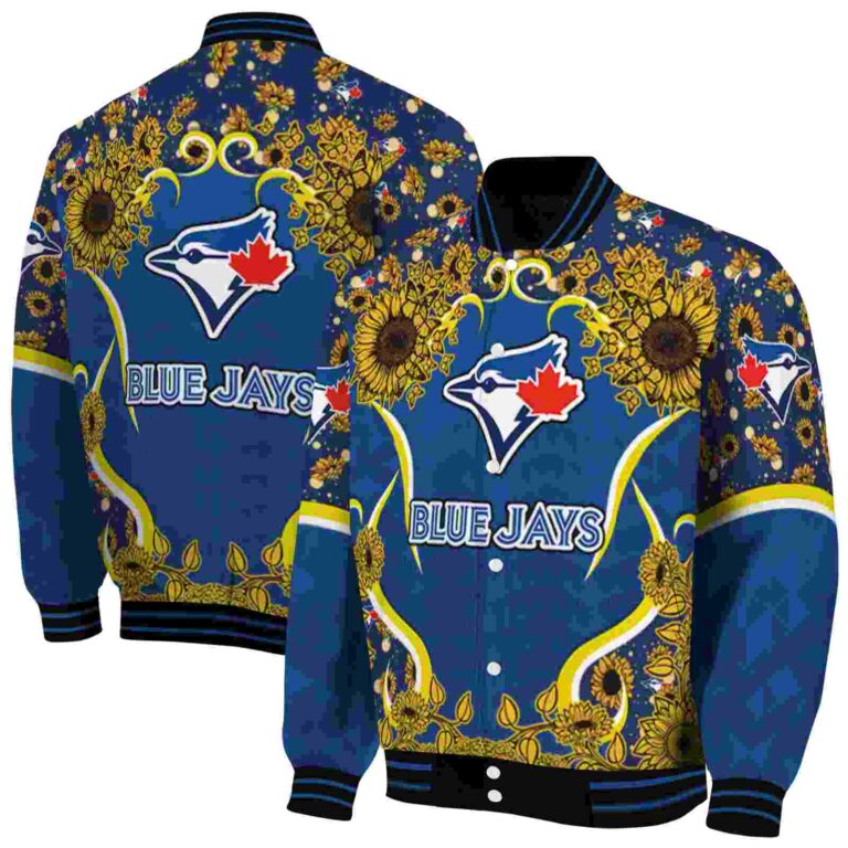 toronto blue jays sunflower bloom blue yellow jacket fashion forward