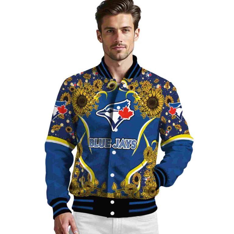 toronto blue jays sunflower bloom blue yellow jacket high quality