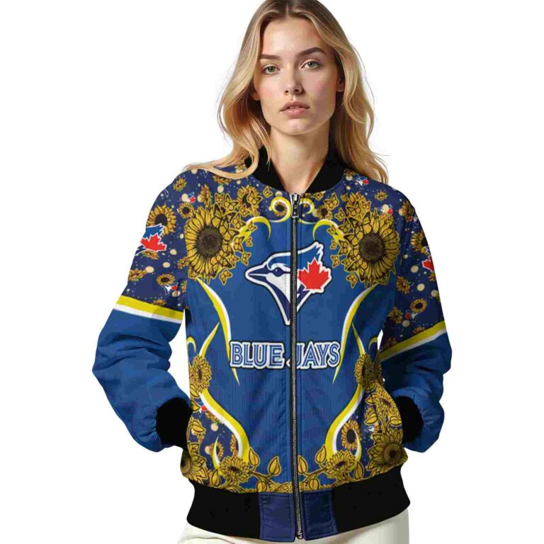 toronto blue jays sunflower bloom blue yellow jacket latest model