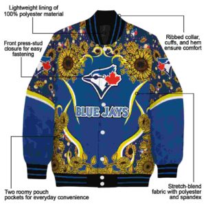 toronto blue jays sunflower bloom blue yellow jacket new arrival