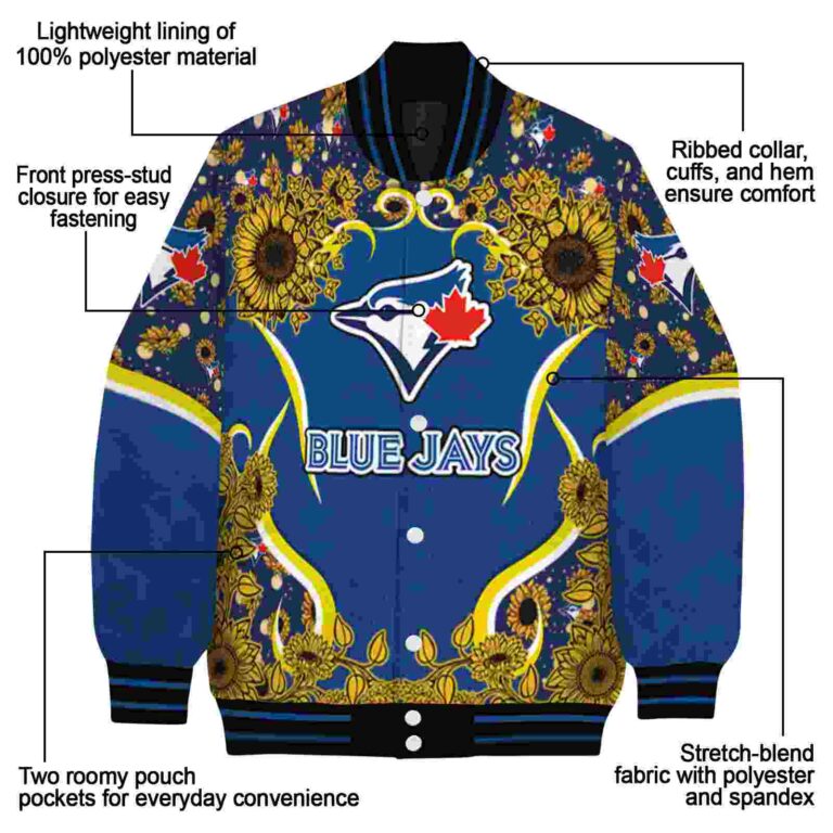 toronto blue jays sunflower bloom blue yellow jacket new arrival