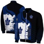toronto maple leafs hexagonal pattern blue black jacket best selling