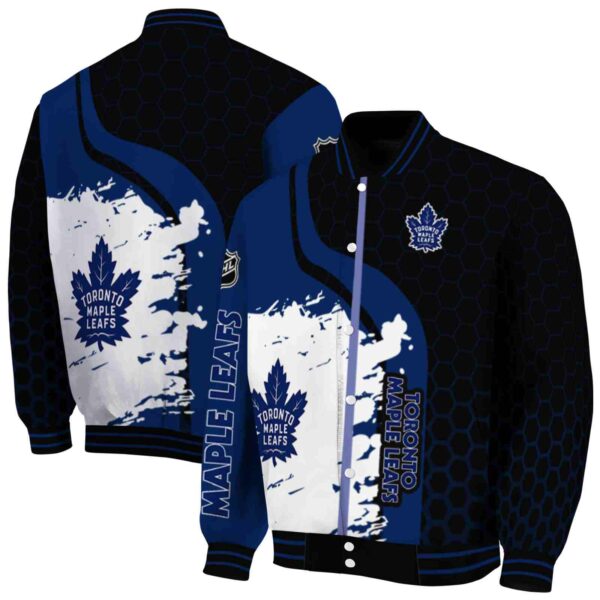 toronto maple leafs hexagonal pattern blue black jacket fashion forward