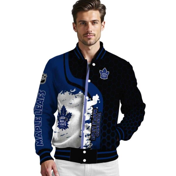 toronto maple leafs hexagonal pattern blue black jacket high quality