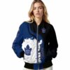 toronto maple leafs hexagonal pattern blue black jacket latest model