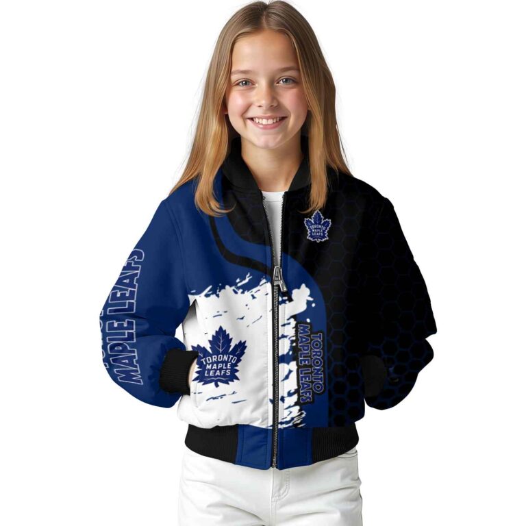 toronto maple leafs hexagonal pattern blue black jacket top rated