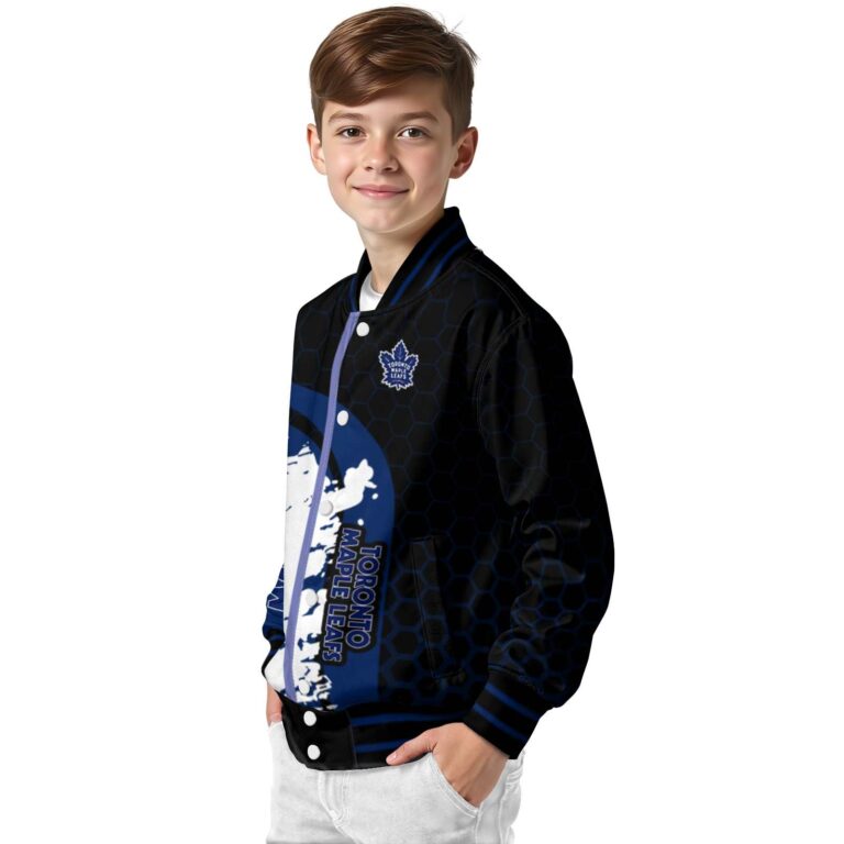 toronto maple leafs hexagonal pattern blue black jacket trendy