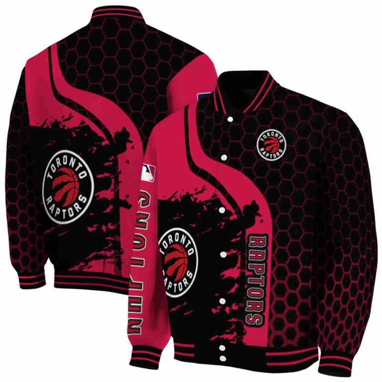 toronto raptors hexagonal pattern red black jacket fashion forward