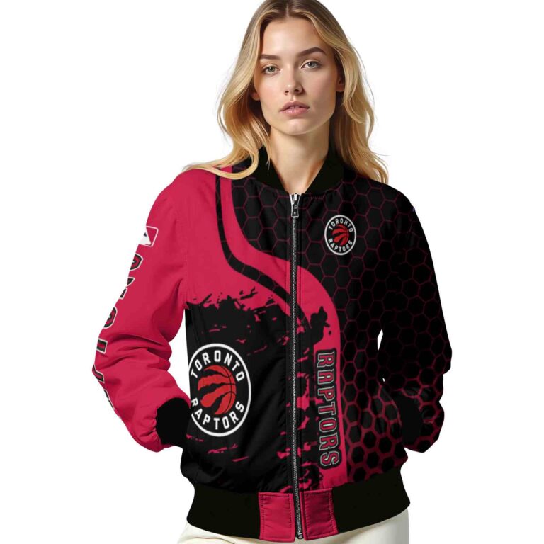toronto raptors hexagonal pattern red black jacket latest model