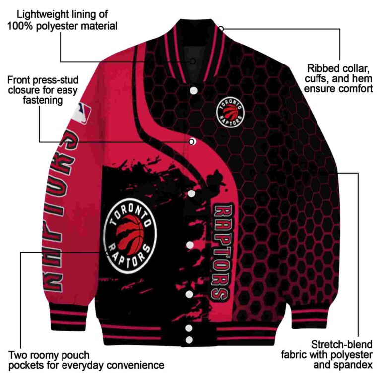 toronto raptors hexagonal pattern red black jacket new arrival