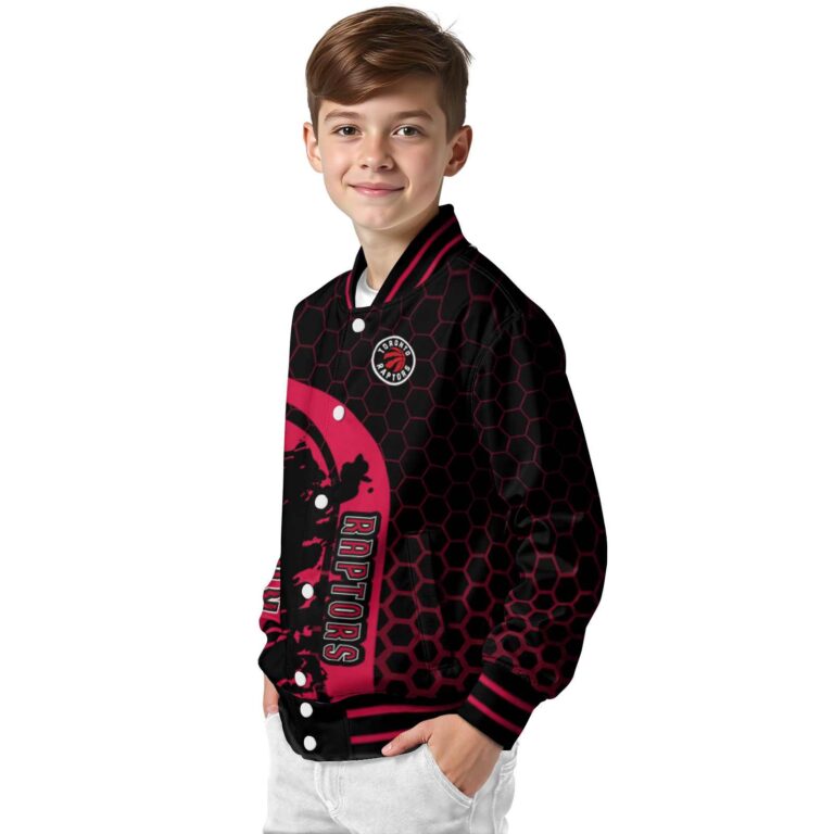 toronto raptors hexagonal pattern red black jacket trendy