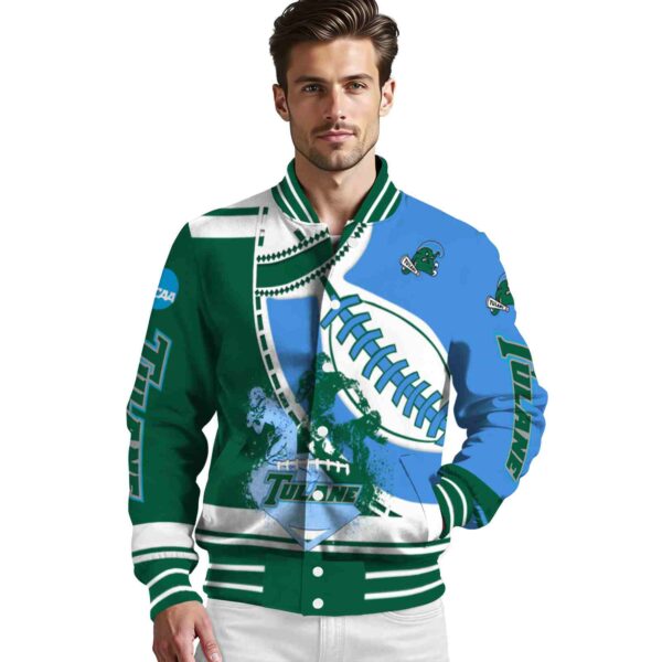 tulane green wave baseball stitching blue white jacket high quality