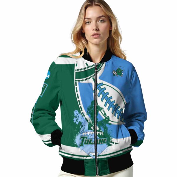 tulane green wave baseball stitching blue white jacket latest model