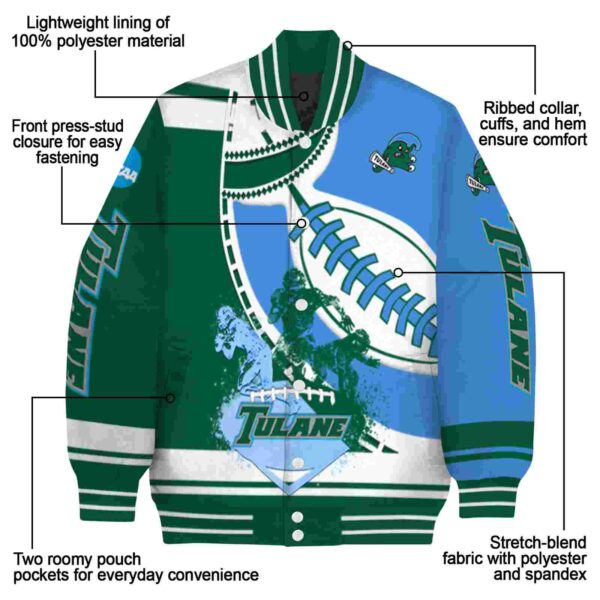 tulane green wave baseball stitching blue white jacket new arrival
