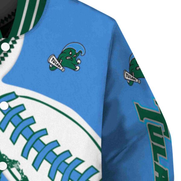 tulane green wave baseball stitching blue white jacket premium grade