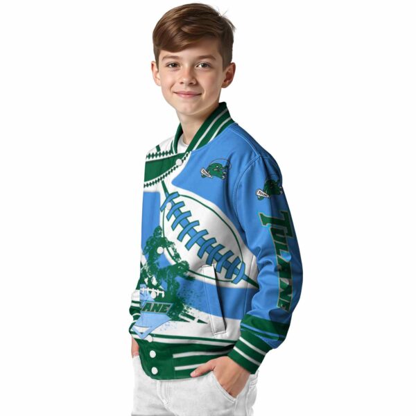 tulane green wave baseball stitching blue white jacket trendy