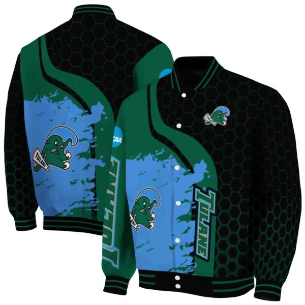 tulane green wave hexagonal pattern green black jacket fashion forward