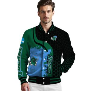 tulane green wave hexagonal pattern green black jacket high quality