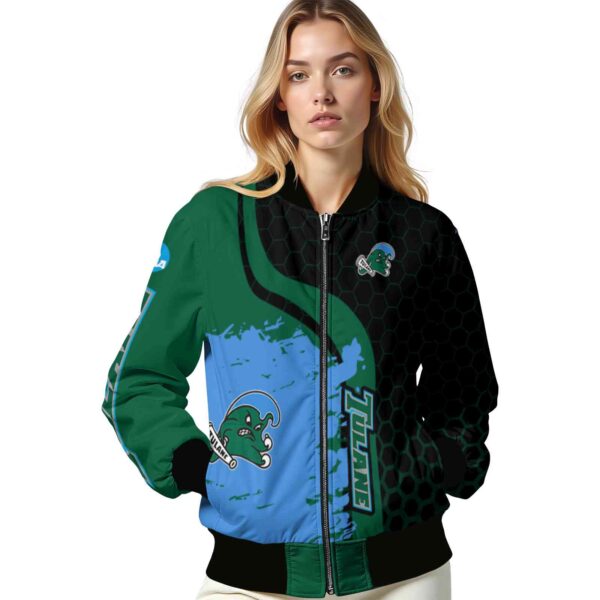 tulane green wave hexagonal pattern green black jacket latest model