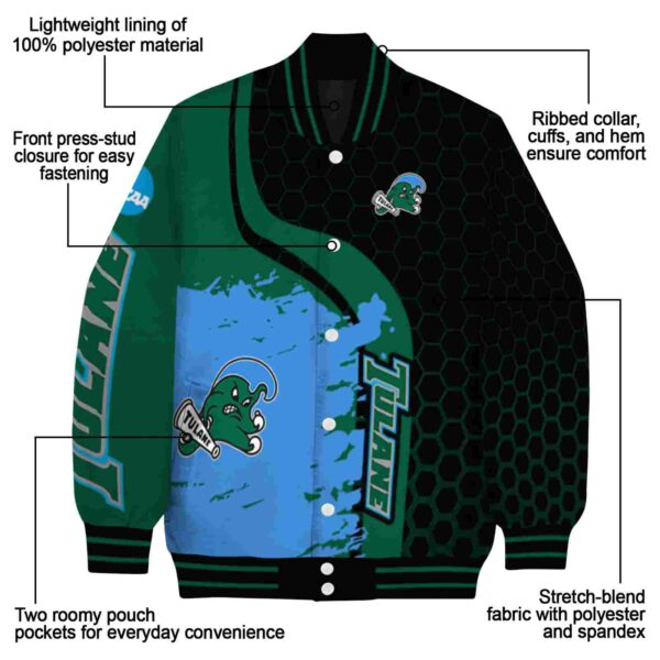 tulane green wave hexagonal pattern green black jacket new arrival